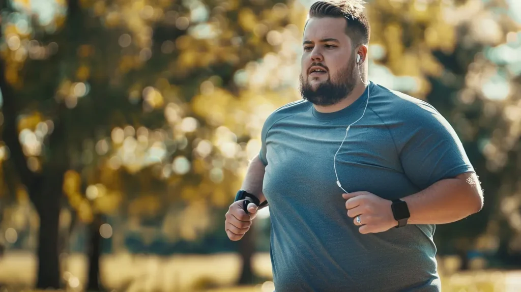 smart fitness man and fitness woman using wearable weights outdoors